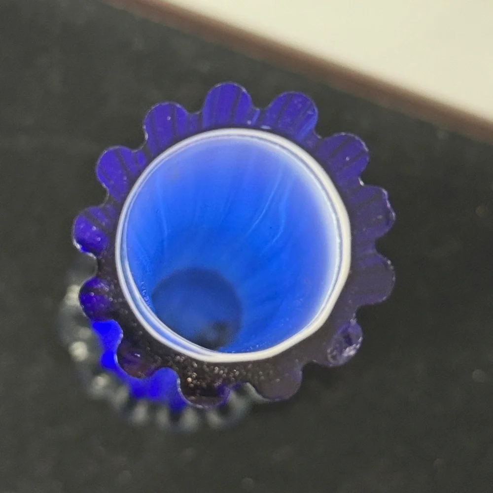 Vintage (MCM)Handblown Cobalt Blue  glass bud vase 11.5”h
